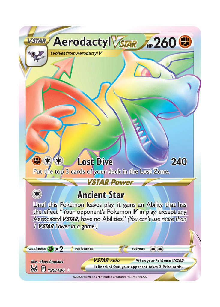 Lost Origin: Aerodactyl VSTAR Rainbow Rare - 199/196