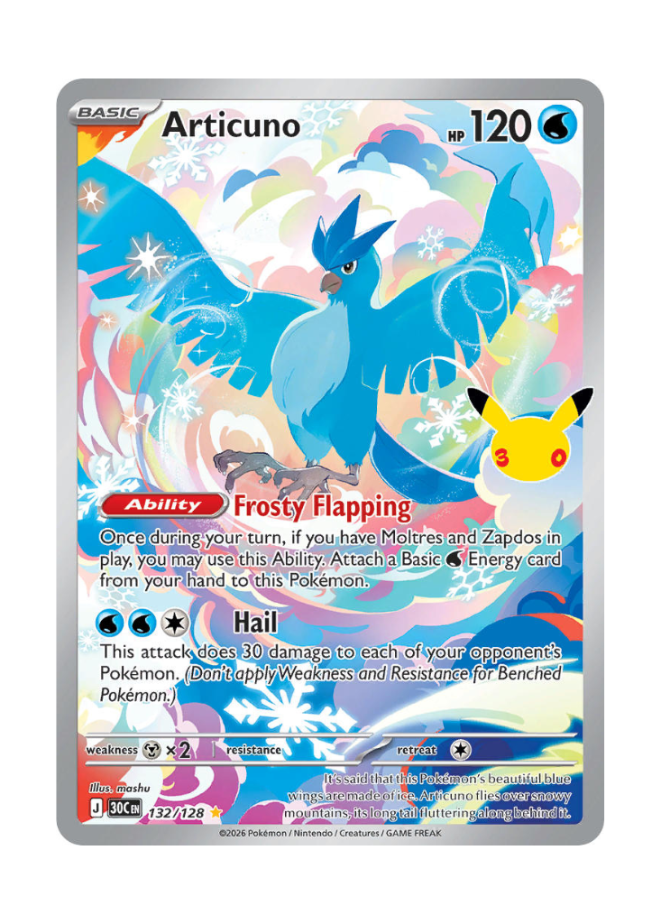 30th Celebration: Articuno Illustration Rare - 132/128