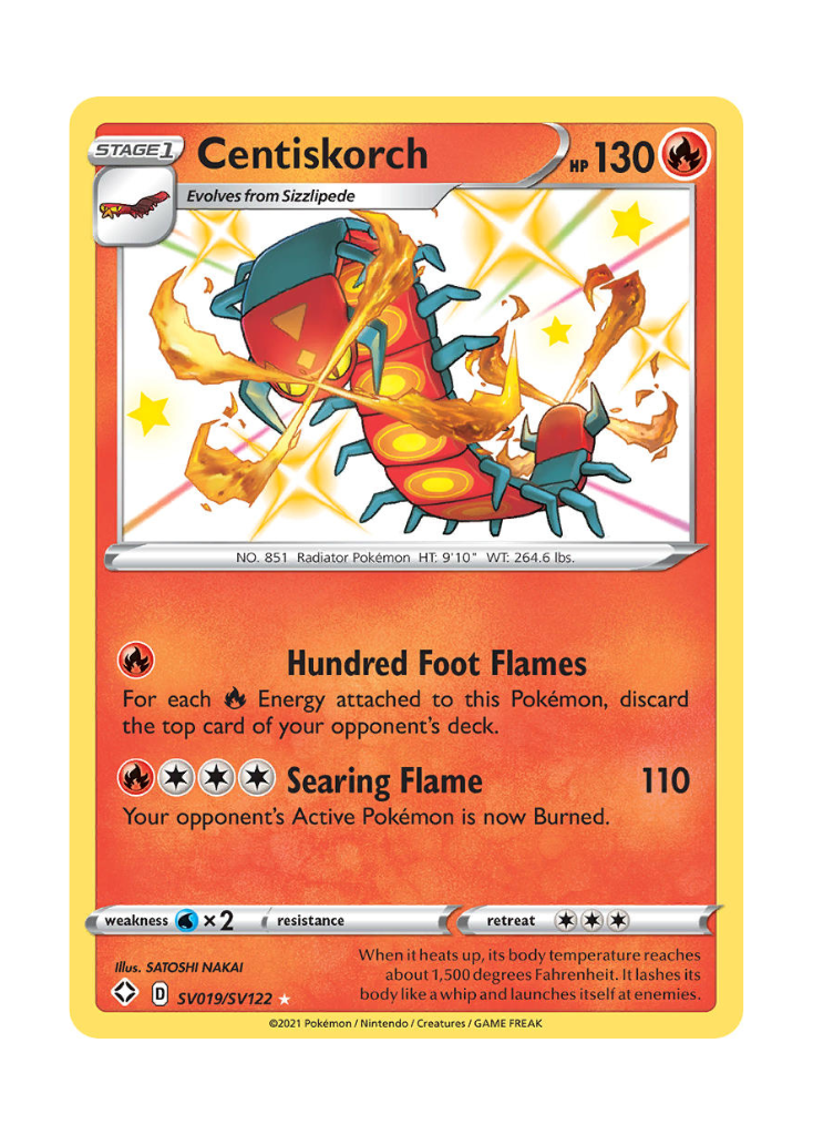 Shining Fates: Centiskorch Shiny Rare - SV019/SV122