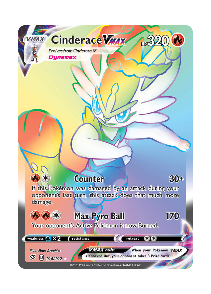 Rebel Clash: Cinderace VMAX Rainbow Rare - 194/192