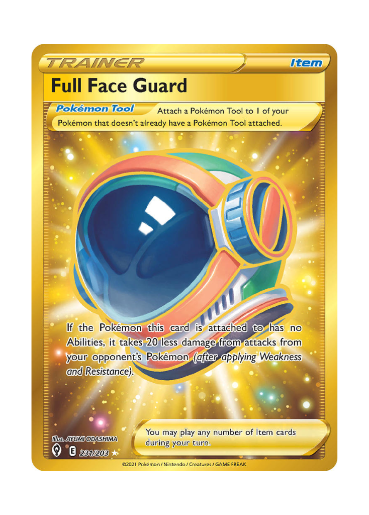 Evolving Skies: Full Face Guard Secret Rare - 231/203 ATP Gaming LLC Evolving Skies: Full Face Guard Secret Rare - 231/203 ATP Gaming LLC