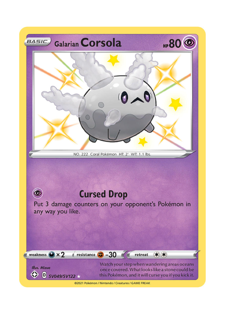 Shining Fates: Galarian Corsola Shiny Rare - SV049/SV122