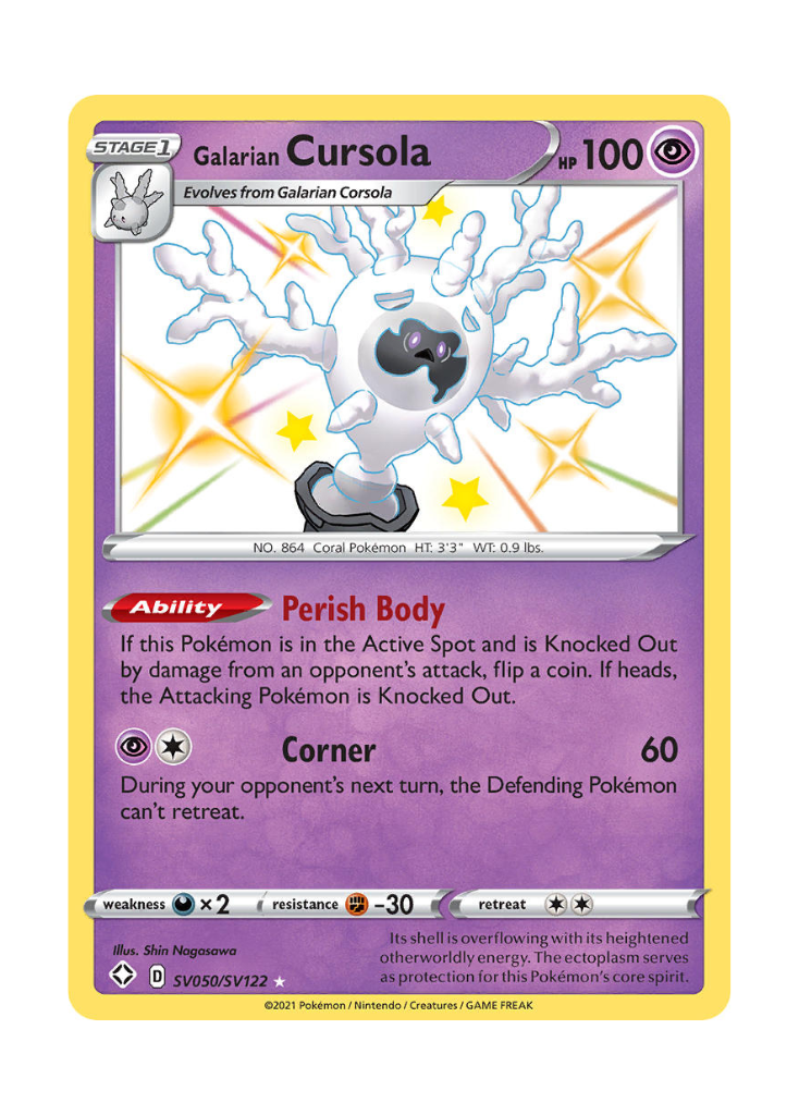 Shining Fates: Galarian Cursola Shiny Rare - SV050/SV122