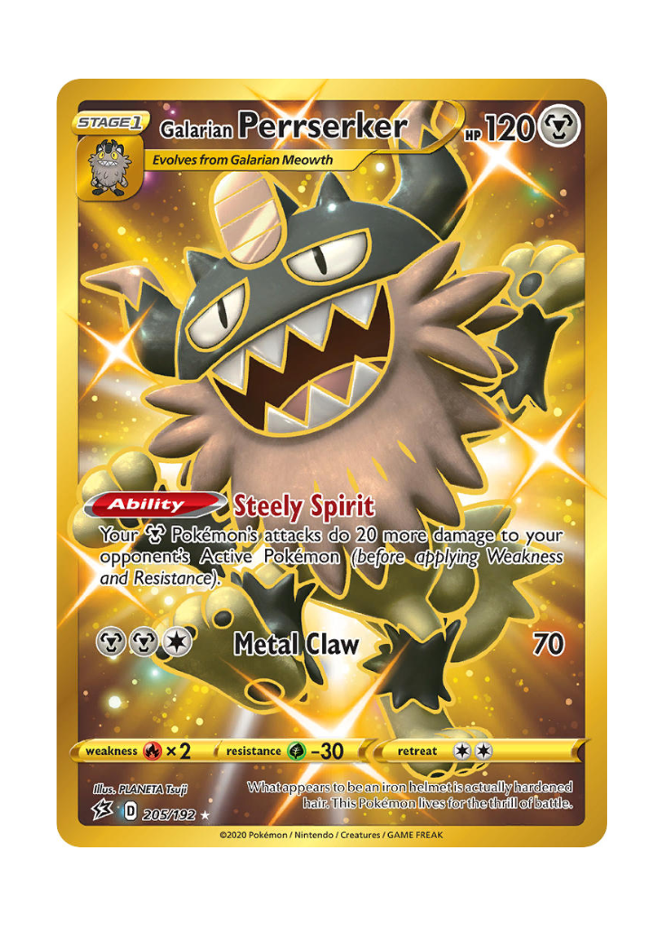 Rebel Clash: Galarian Perrserker Secret Rare - 205/192