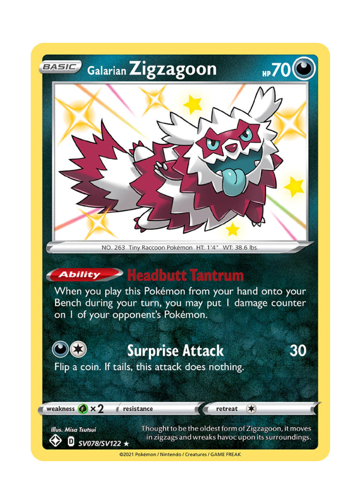 Shining Fates: Galarian Zigzagoon Shiny Rare - SV078/SV122