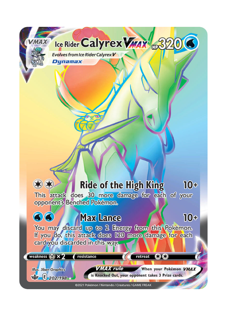 Chilling Reign: Ice Rider Calyrex VMAX Rainbow Rare - 202/198