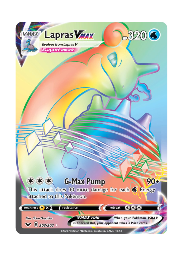 Sword & Shield: Lapras VMAX Rainbow Rare - 203/202