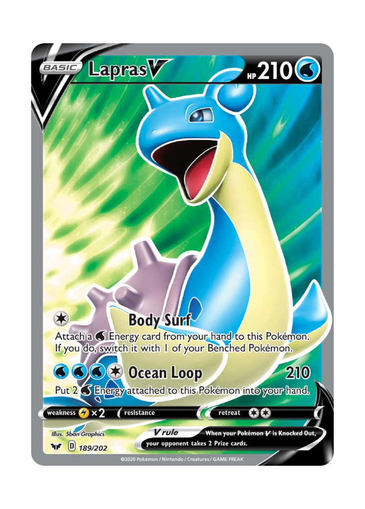 Sword & Shield: Lapras V Full Art - 189/202