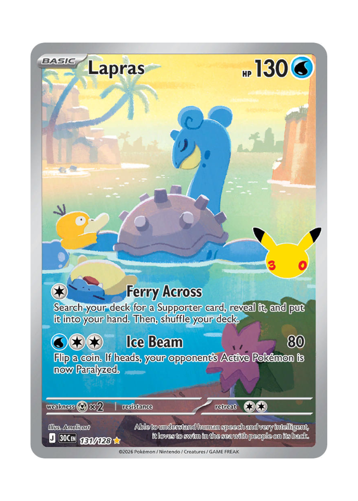 30th Celebration: Lapras Illustration Rare - 131/128