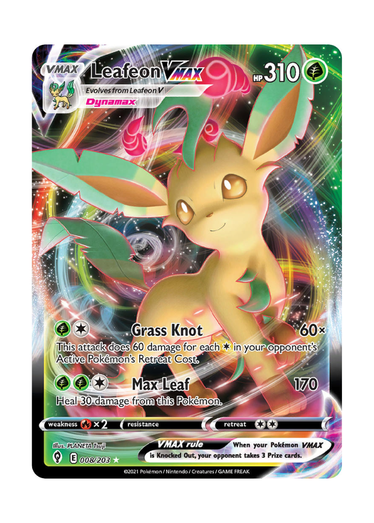 Evolving Skies: Leafeon VMAX Full Art - 008/203