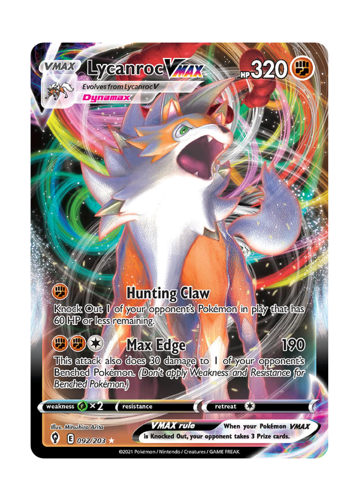 Evolving Skies: Lycanroc VMAX Full Art - 092/203