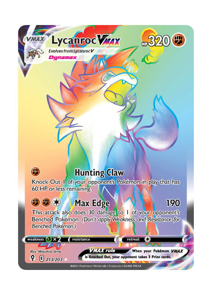 Evolving Skies: Lycanroc VMAX Rainbow Rare - 213/203