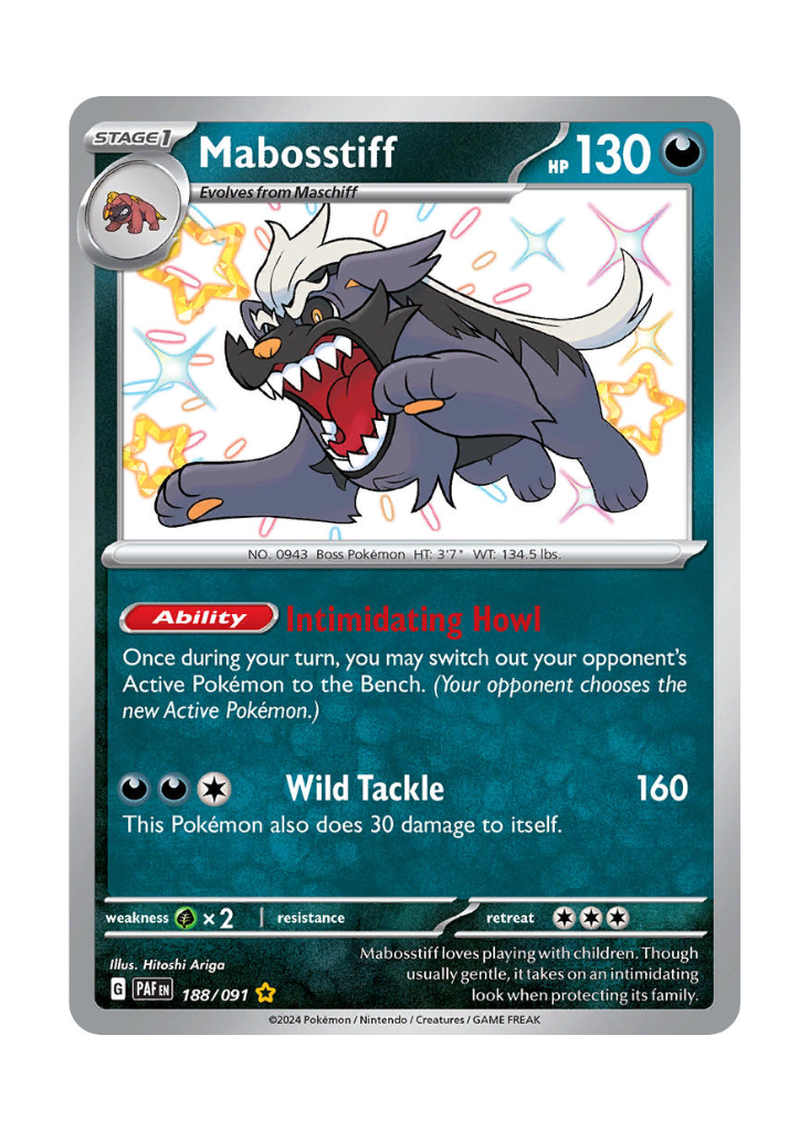 Paldean Fates: Mabosstiff Shiny Rare - 188/091