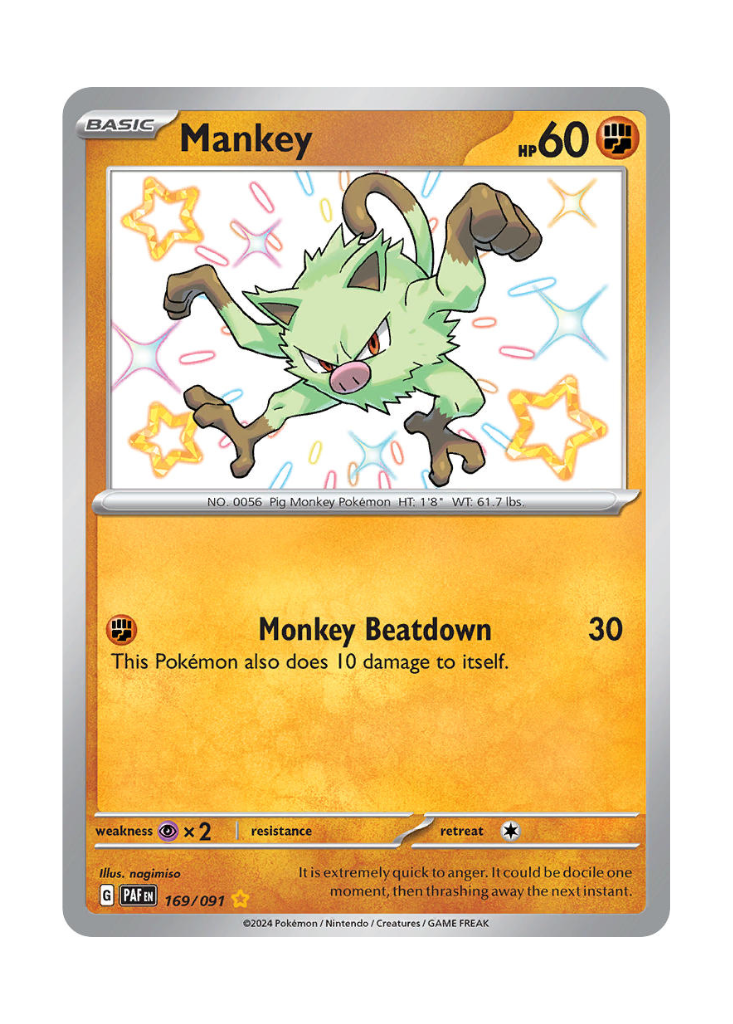 Paldean Fates: Mankey Shiny Rare - 169/091