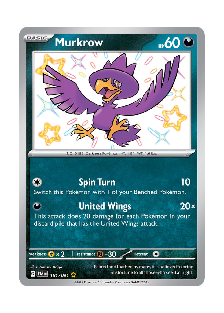 Paldean Fates: Murkrow Shiny Rare - 181/091