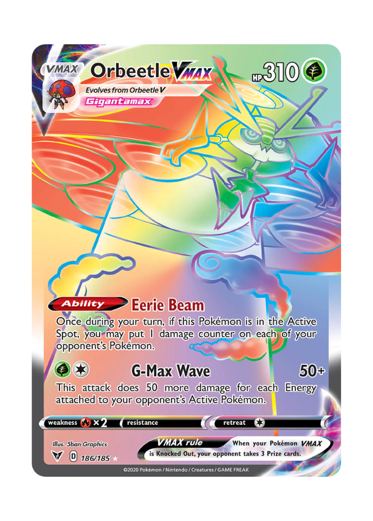 Vivid Voltage: Orbeetle VMAX Rainbow Rare - 186/185 ATP Gaming LLC Vivid Voltage: Orbeetle VMAX Rainbow Rare - 186/185 ATP Gaming LLC
