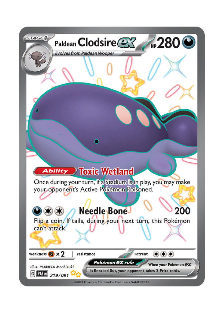 Paldean Fates: Paldean Clodsire ex Shiny Full Art - 219/091
