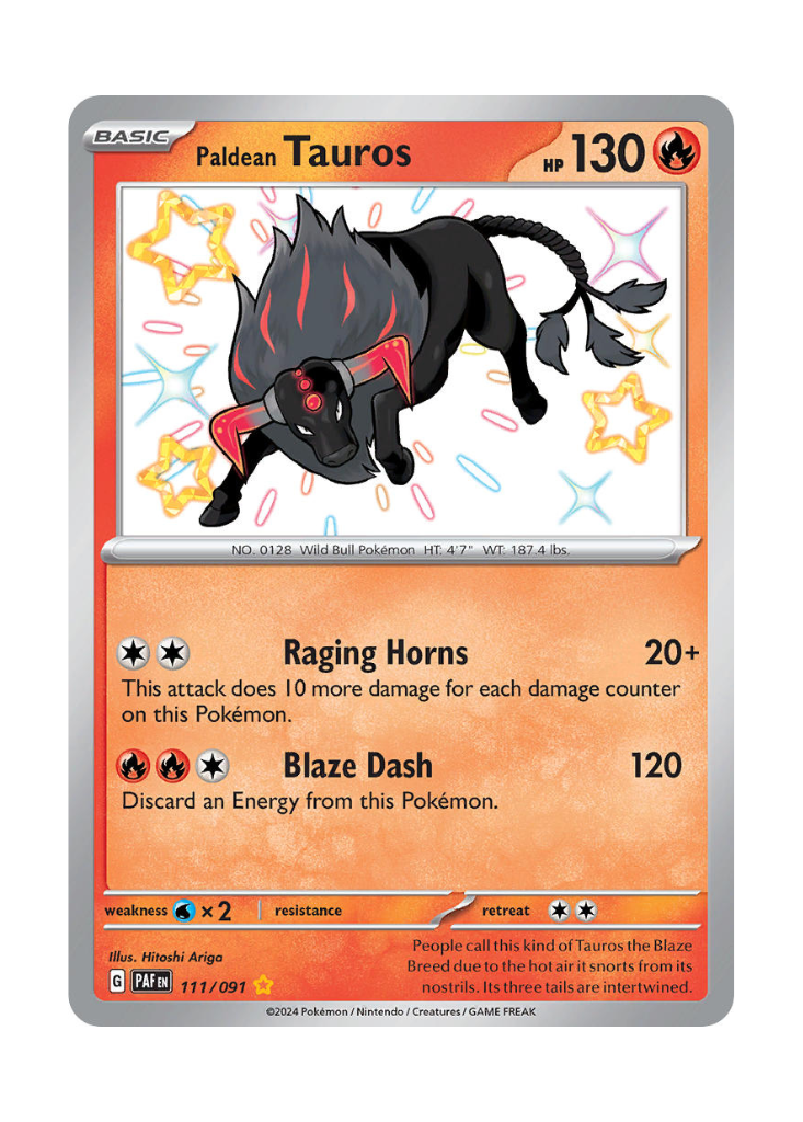 Paldean Fates: Paldean Tauros (Blaze) Shiny Rare - 111/091