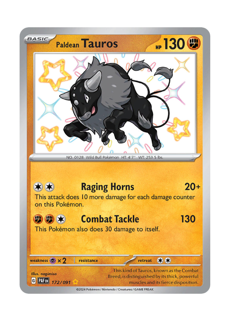 Paldean Fates: Paldean Tauros (Combat) Shiny Rare - 172/091