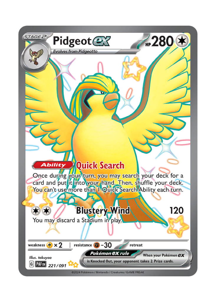 Paldean Fates: Pidgeot ex Shiny Full Art - 221/091