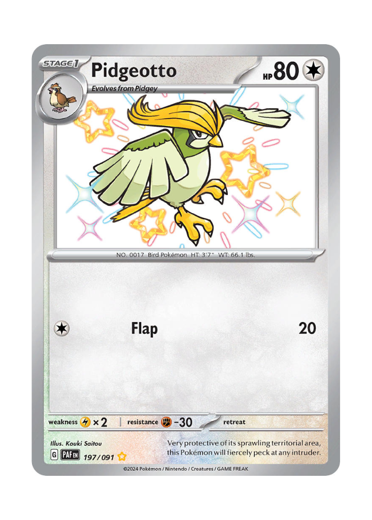 Paldean Fates: Pidgeotto Shiny Rare - 197/091