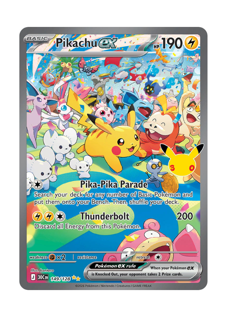 30th Celebration: Pikachu ex (Day) Special Illustration Rare - 149/128