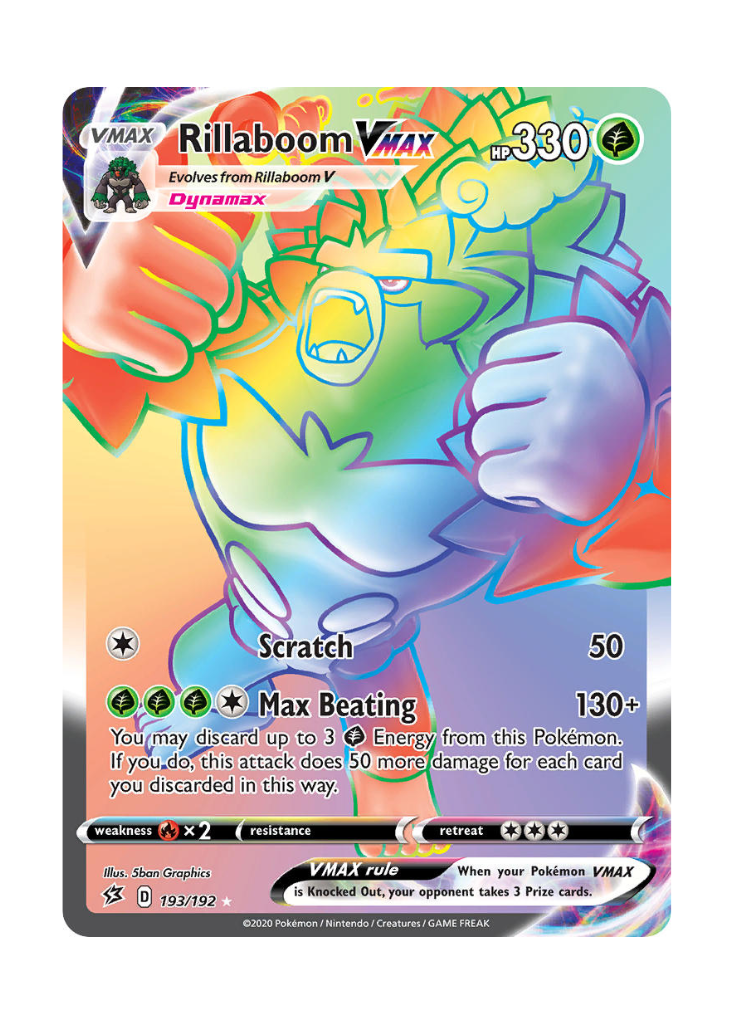 Rebel Clash: Rillaboom VMAX Rainbow Rare - 193/192
