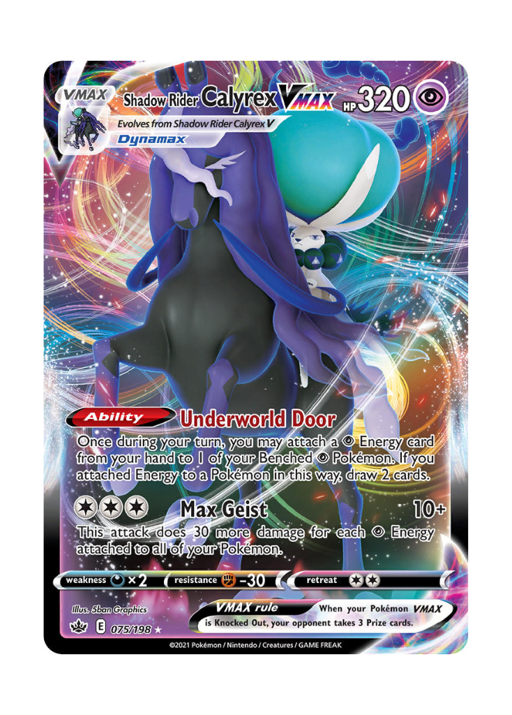 Chilling Reign: Shadow Rider Calyrex VMAX Full Art - 075/198
