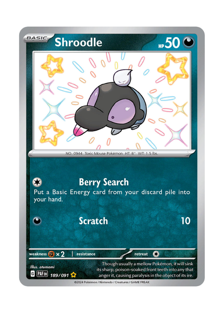 Paldean Fates: Shroodle Shiny Rare - 189/091