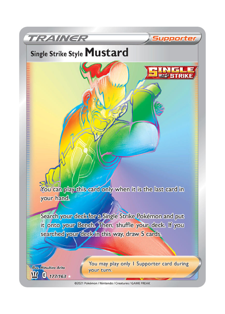Battle Styles: Single Strike Style Mustard Rainbow Rare - 177/163 ATP Gaming LLC Battle Styles: Single Strike Style Mustard Rainbow Rare - 177/163 ATP Gaming LLC