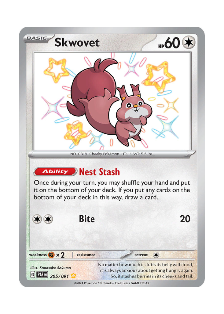 Paldean Fates: Skwovet Shiny Rare - 205/091