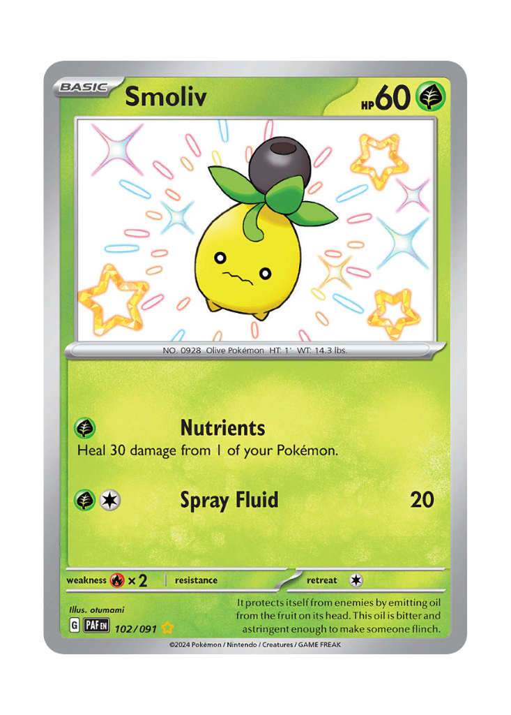 Paldean Fates: Smoliv Shiny Rare - 102/091