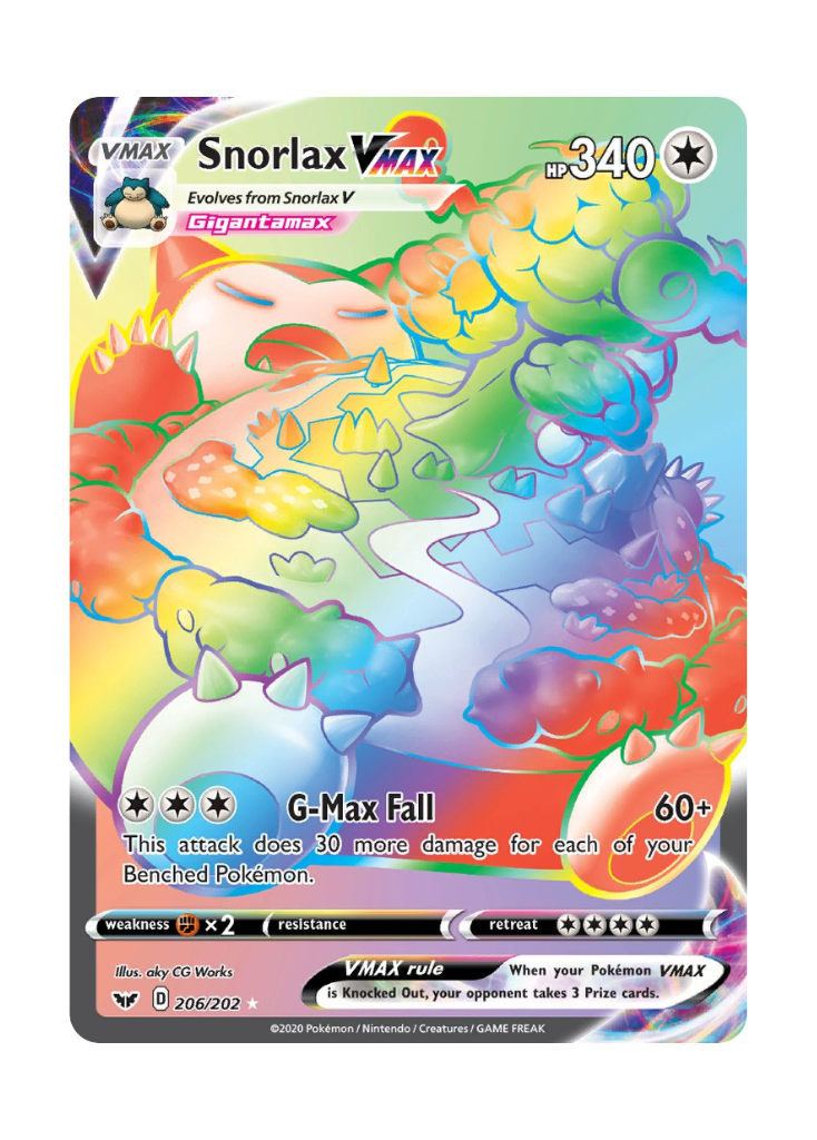 Sword & Shield: Snorlax VMAX Rainbow Rare - 206/202
