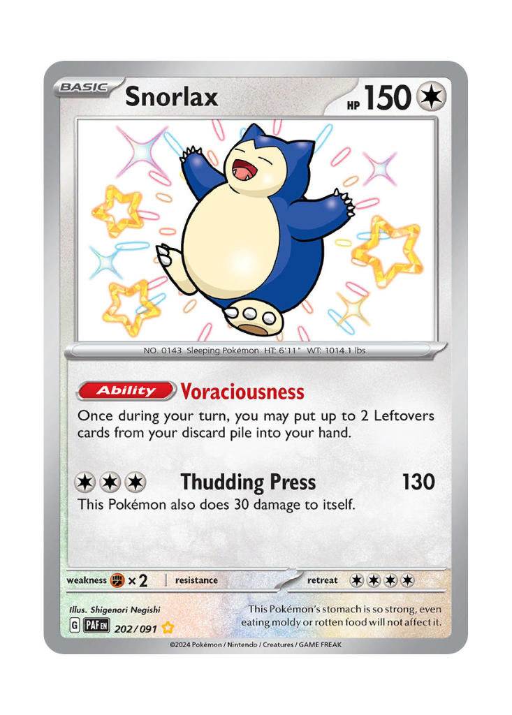 Paldean Fates: Snorlax Shiny Rare - 202/091