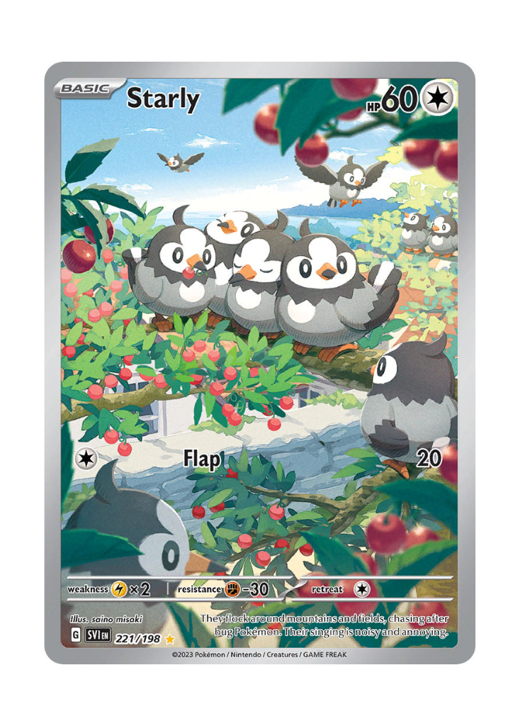Scarlet & Violet: Starly Illustration Rare - 221/198