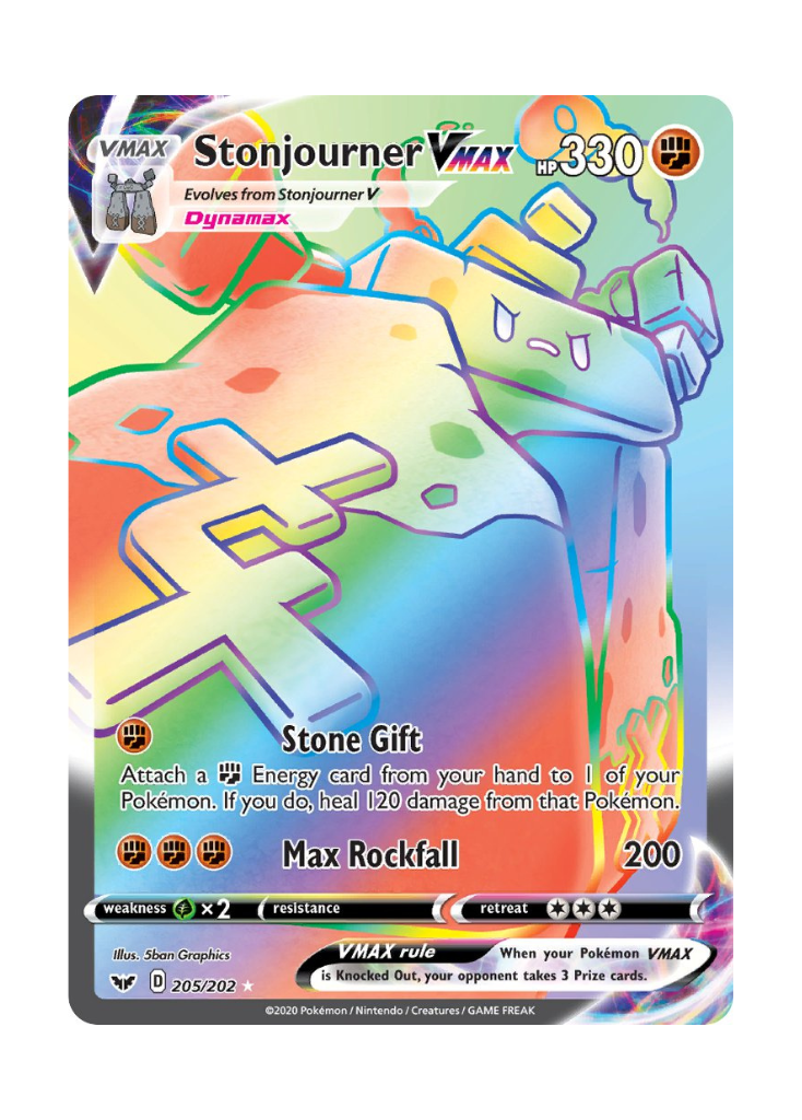 Sword & Shield: Stonjourner VMAX Rainbow Rare - 205/202