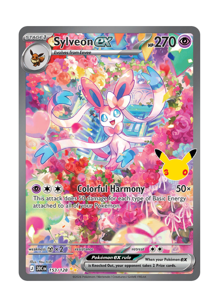 30th Celebration: Sylveon ex Special Illustration Rare - 153/128