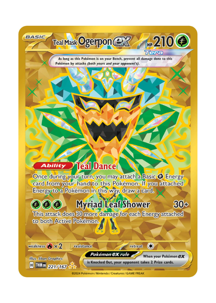 Twilight Masquerade: Teal Mask Ogerpon ex Hyper Rare - 221/167