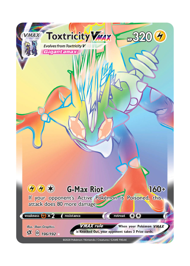 Rebel Clash: Toxtricity VMAX Rainbow Rare - 196/192