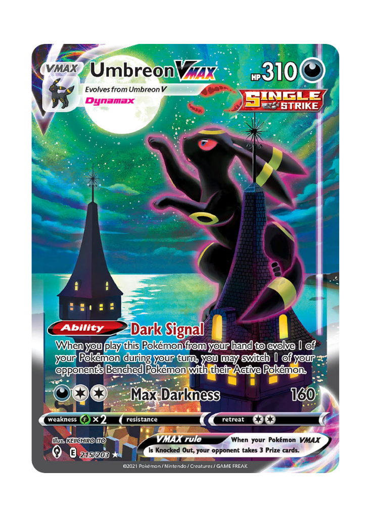 Evolving Skies: Umbreon VMAX Alternate Art Secret Rare - 215/203 ATP Gaming LLC Evolving Skies: Umbreon VMAX Alternate Art Secret Rare - 215/203 ATP Gaming LLC