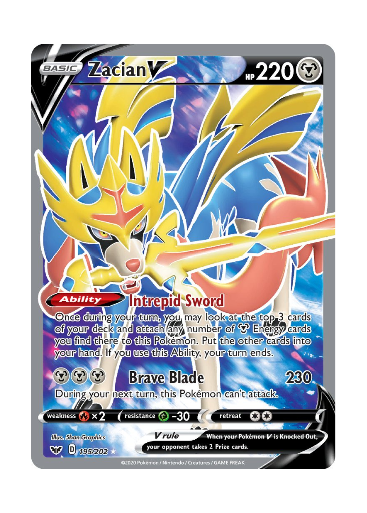 Sword & Shield: Zacian V Full Art - 195/202