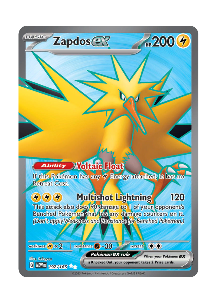 Scarlet & Violet 151: Zapdos ex Full Art - 192/165