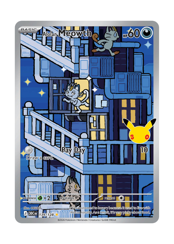 30th Celebration: Alolan Meowth Illustration Rare - 139/128