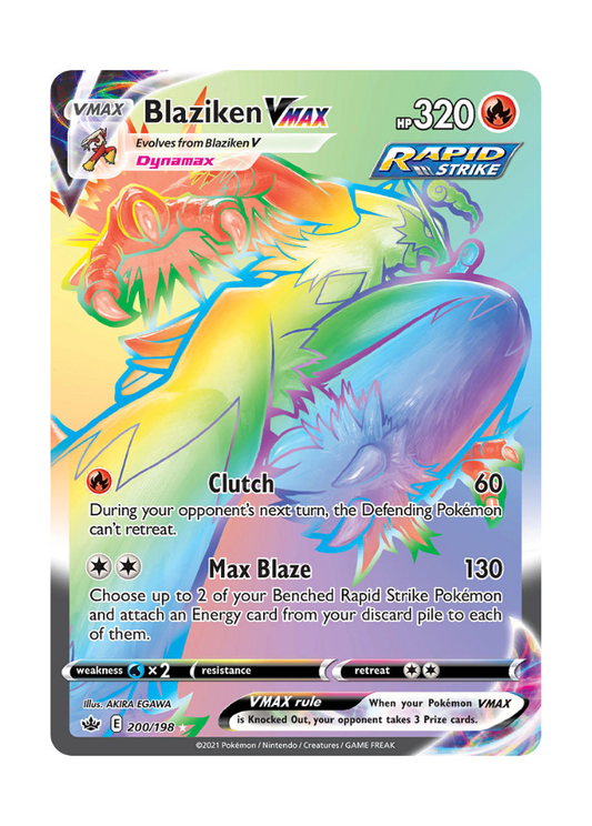 Chilling Reign: Blaziken VMAX Rainbow Rare - 200/198