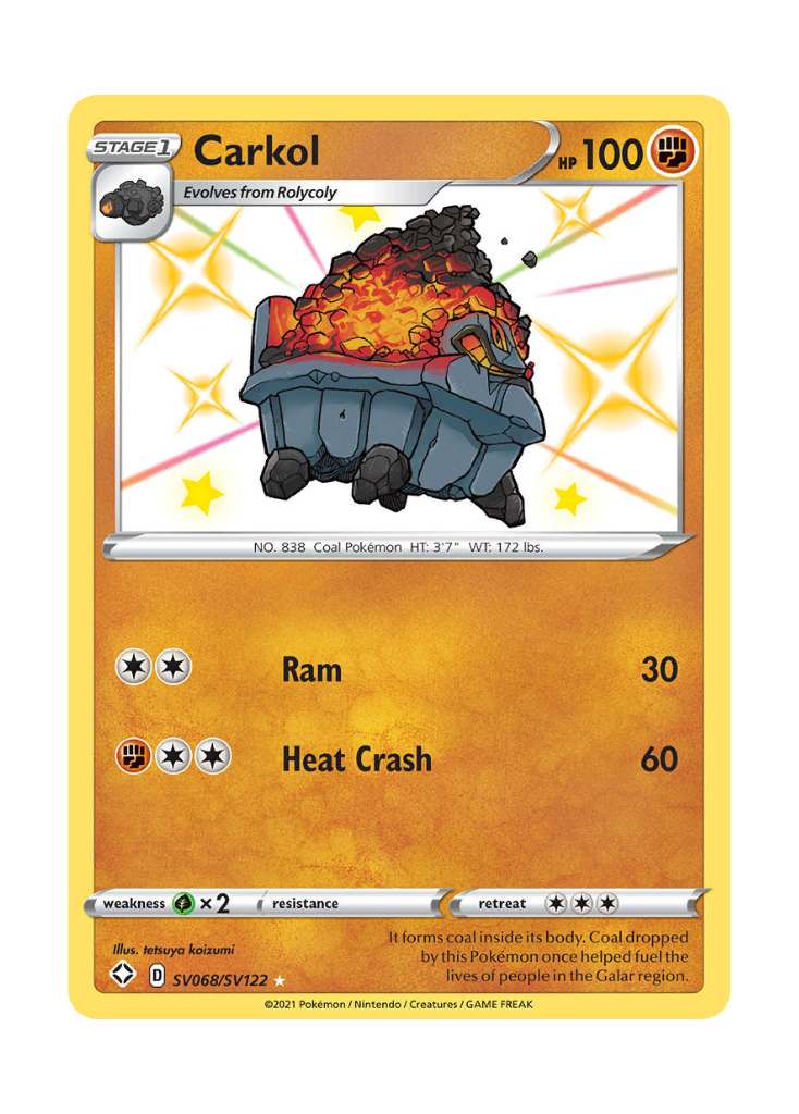 Shining Fates: Carkol Shiny Rare - SV068/SV122