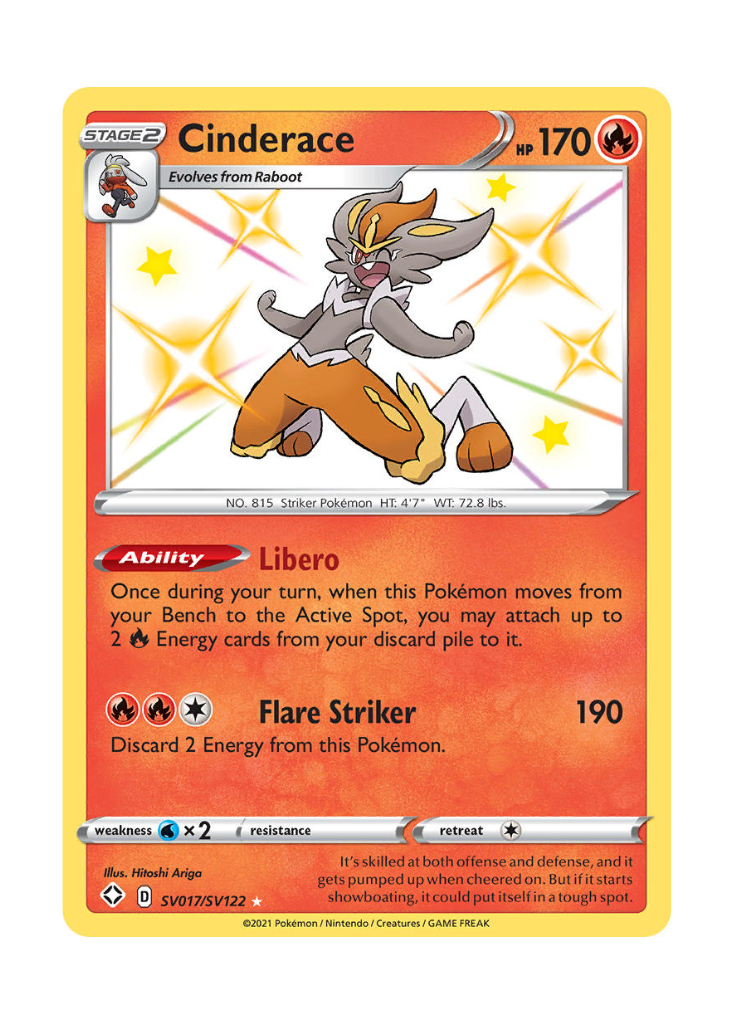 Shining Fates: Cinderace Shiny Rare - SV017/SV122