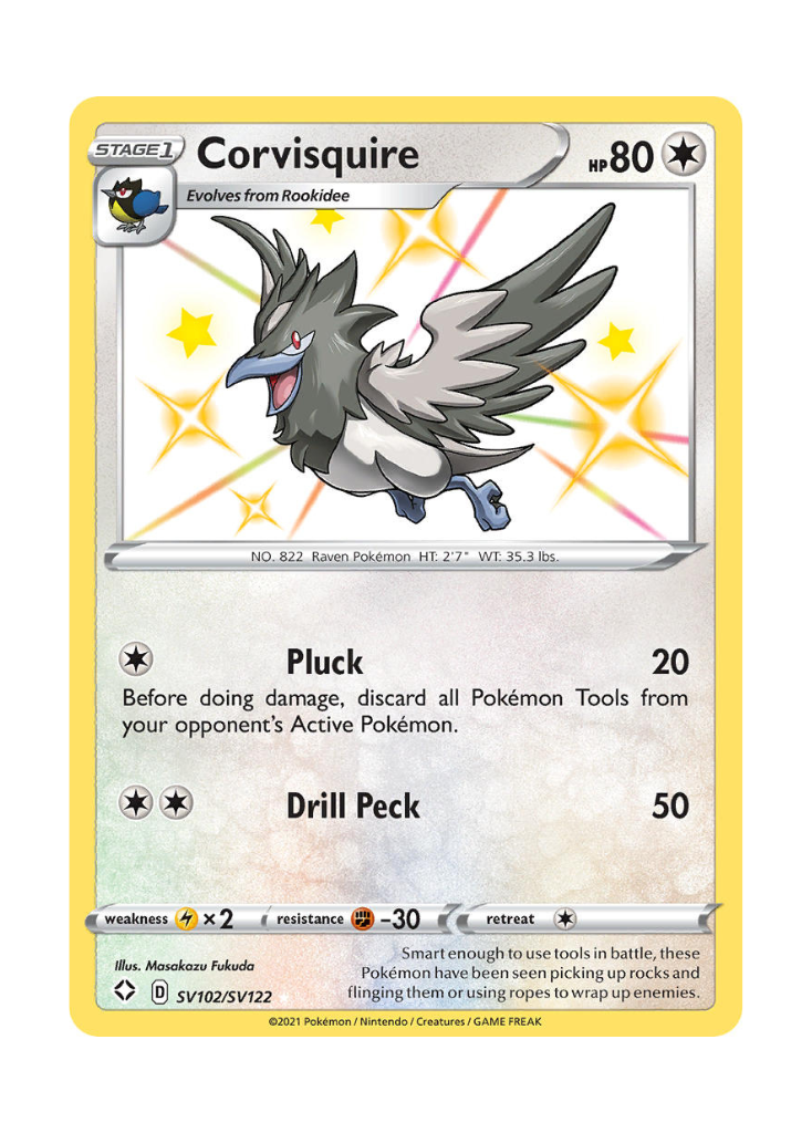 Shining Fates: Corvisquire Shiny Rare - SV102/SV122
