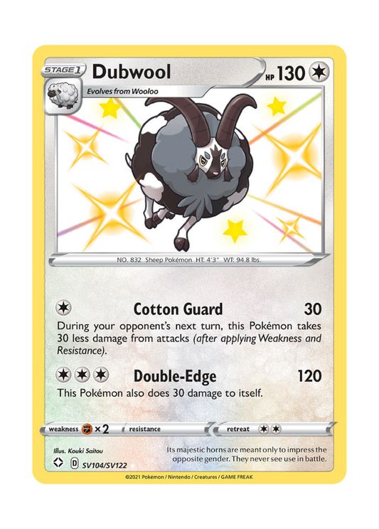 Shining Fates: Dubwool Shiny Rare - SV104/SV122