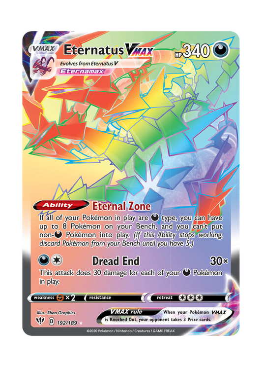Darkness Ablaze: Eternatus VMAX Rainbow Rare - 192/189
