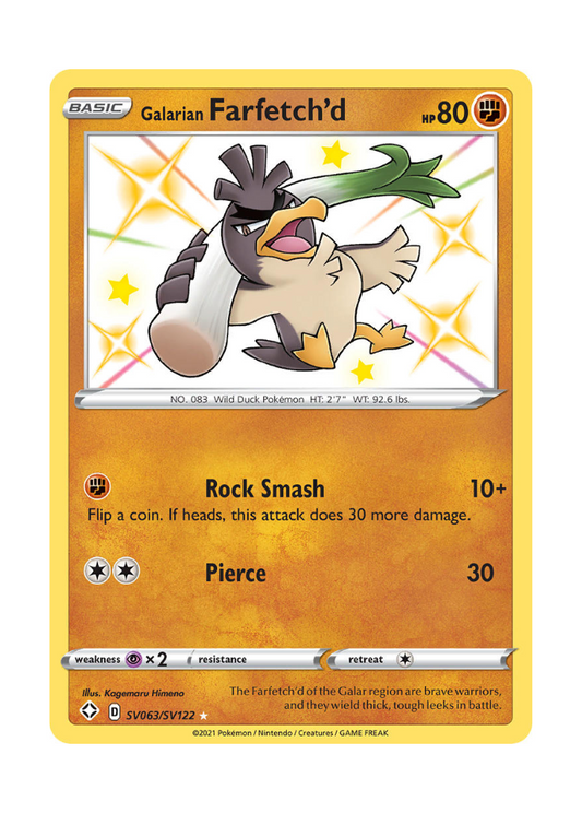 Shining Fates: Galarian Farfetch'd Shiny Rare - SV063/SV122